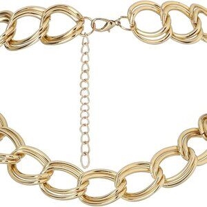 Navoky Cuban Necklace Gold Chunky Clavicle Chain Double Adjustable Necklace Bran